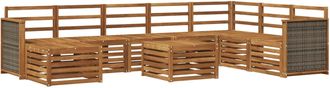 vidaXL Conjunto De Sof&aacute;s De Exterior 9 Uds. Natural Vidaxl