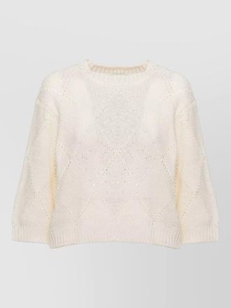 PESERICO crewneck sweater three quarter sleeves sequins