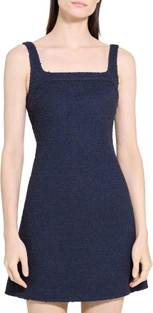 Theory Square Neck Yoke Linen-Blend Dress