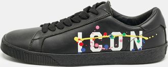 Dsquared2 Black Leather Cassetta Low Top Sneakers