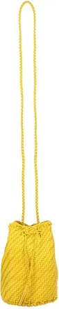 Dragon Diffusion Womens Shoulder Bag Pompom Double Jump Yellow Leather