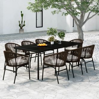 vidaXL Juego De Comedor De Jard&iacute;n 9 Piezas Marr&oacute;n Vidaxl
