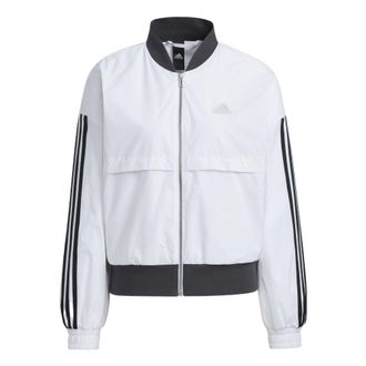 adidas (WMNS) adidas Stripe Colorblock Logo Printing Zipper Casual Long Sleeves Jacket White H09760