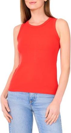 Halogen Fitted Ribbed Tank Top in Poppy Red at Nordstrom Rack, Size X-Small
