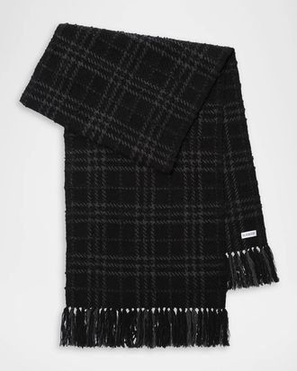 Burberry Embellished Check Boucle Scarf
