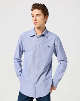 Wrangler Langarmhemd WRANGLER WRANGLER Langarmhemd LS Shirt, Herren, Gr. XXL, N-Gr, blau, Obermaterial: 100% Baumwolle CO., Hemden Langarmhemd