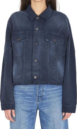 Balenciaga Denim Jackets, female, Blue, Size: M Pointed-collar Denim Jacket