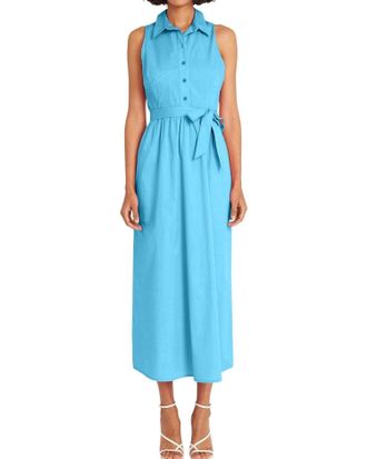 Maggy London Sleeveless Shirt Dress In Turquoise Blue