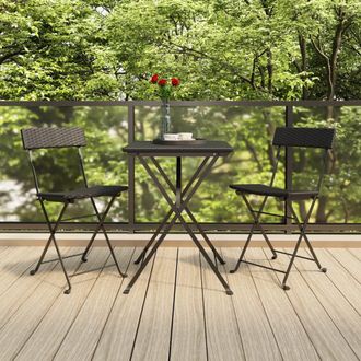 Berkfield Home 3 Piece Folding Bistro Set Black Poly Rattan