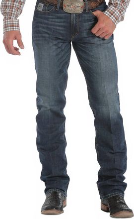 Cinch Label Denim Straight Jeans In Dark Stonewash
