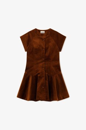 Ganni Brown Dress in Corduroy - Size 10/12 Organic Cotton