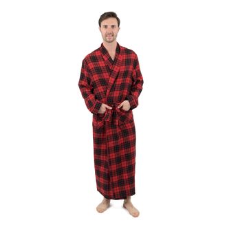 Leveret Christmas Mens Flannel Robe Plaid