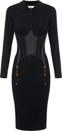 Elisabetta Franchi Gebreide Bustier Jurk - Dames - Feestkleedjes - Zwart - S - Satijn - Kleedjes