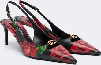 Dolce & Gabbana DG floral leather slingback pumps