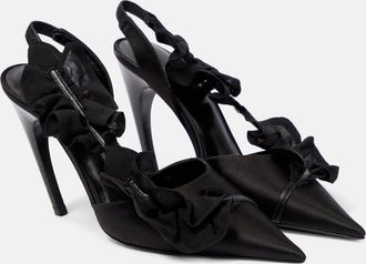Nensi Dojaka Ruffled satin slingback pumps