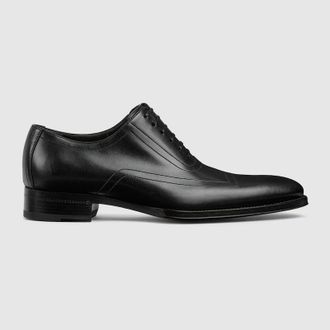 Gucci Mens Lace-up Shoe, Black, Leather