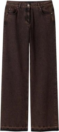 Luisa Cerano Wide Jeans - Dames - Loose Fit Jeans - Bruin - XL - Denim - Jeans