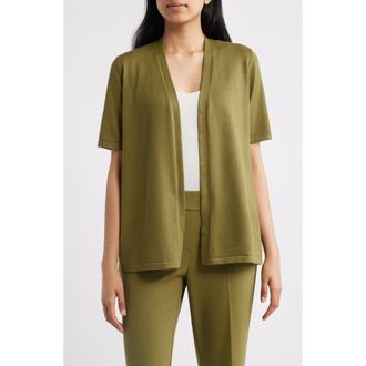 Anne Klein Newport Open Front Elbow Sleeve Cardigan in Bay Leaf at Nordstrom, Size X-Large P
