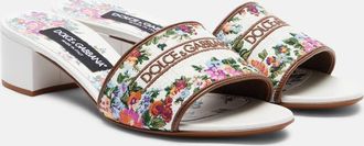Dolce & Gabbana Floral leather-trimmed mules