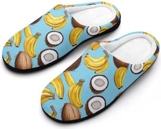 Generic Coconuts Bananas Cotton Slippers for Women Indoor Outdoor Slipper Slip-On Memory Foam Home Shoes