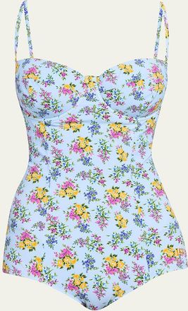 Dolce & Gabbana Floral Balconette One-Piece Swimsuit