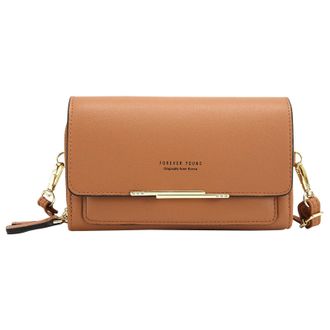 Generic Crossbody Bag Purse Pure Color Bag Korean Version Of Fashion Shoulder Bag Womens Bag Cute Shoulder Bag (Brown, One Size)