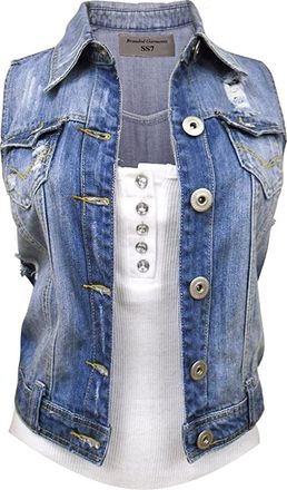 SS7 New Denim Womens Waistcoat Jacket Jean Size 8 10 12 14 16 (UK - 8, Denim Blue)