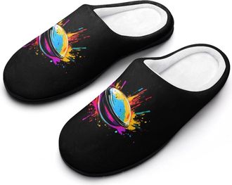 Generic Colorful Handpan Splash Mens Soft Cotton Slippers with Memory Foam Anti-skid House Shoes for Travel Indoor Outdoor