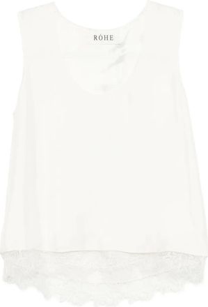 R&oacute;he lace-trimmed silk top - White