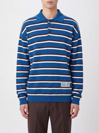 Wooyoungmi Striped Long-Sleeved Knit Polo Shirt in Viscose Blend