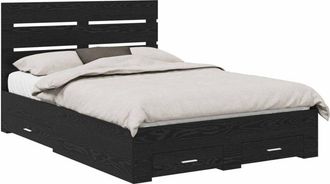 vidaXL Estructura De Cama Con Caj&oacute;n Roble Negro 160 X 200 Cm Vidaxl