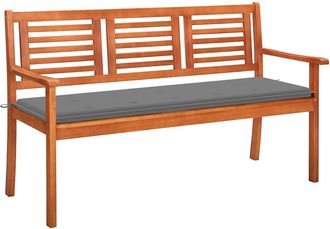 vidaXL Banco De Jard&iacute;n 3 Plazas Madera Maciza Eucalipto Y Coj&iacute;n 150 Cm Vidaxl