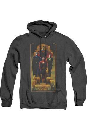 Gildan Justice League of America Deco Adult Heather Hoodie / Hooded Sweatshirt