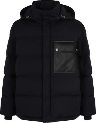 Bottega Veneta Hooded Short Down Jacket - Heren - Winterjassen - Blauw - XL - Katoen - Jassen