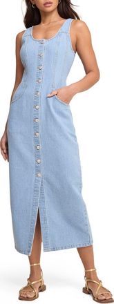 Nobody's Child Quays Denim Button-Up Midi Dress in Blue at Nordstrom, Size 12