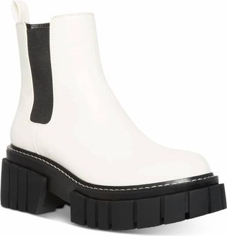 Madden Girl Womens Lug Sole Pull On Bootie In White