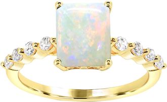 Diamond2Deal 10K Yellow Gold Ethiopian Opal and Diamond Engagement Ring ( 1.50Ct)