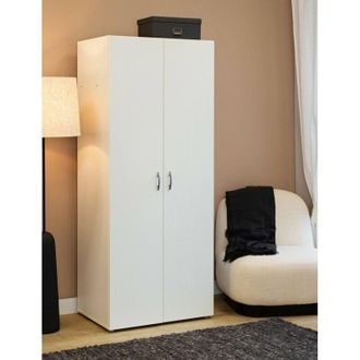 Dmora Dmora - Armario 2 Puertas Malvito, Muebles De Dormitorio, Vestidor, Armario De Ropa, 74x52 H179 Cm, Blanco