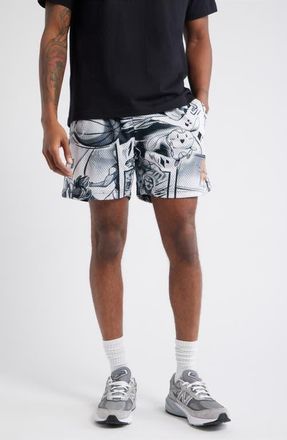 Overtime Anime Collage Mesh Basketball Shorts in Black at Nordstrom, Size Xx-Large