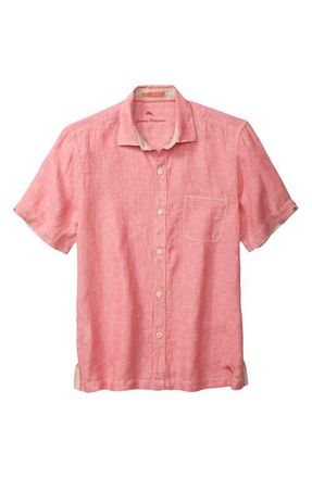 Tommy Bahama Paradise Breezer Linen Shirt in Red Sunset at Nordstrom, Size Xxx-Large