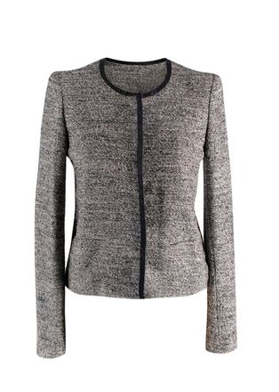 Iro Grey-black textured collarless snap-button jacket Size S