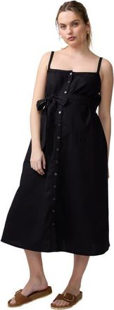 Ingrid & Isabel Sleeveless Button Front Midi Dress in Black at Nordstrom, Size Large