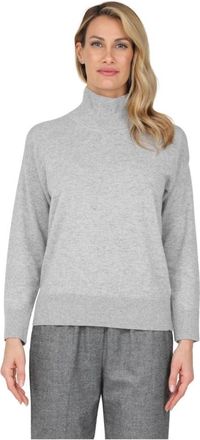 Alpha Studio Lange mouwen hoge hals knoop top - Dames - Coltruien - Grijs - XL - Wol - Truien & Vesten