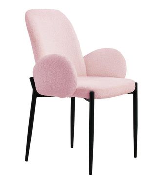Home Heavenly Home Heavenly - Pack 2 Sillas Comedor De Dise&ntilde;o Cheryl, Tapizadas Tejido Borreguito Y Patas Metal Negro. Color: Rosa