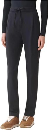 Fabiana Filippi Broeken, Dames, Blauw, M, Leer, Tailored Straight Broeken