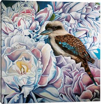 iCanvas Icanvas Peonies And The Kookaburra Canvas Artwork By Amanda Cameron Wall Art