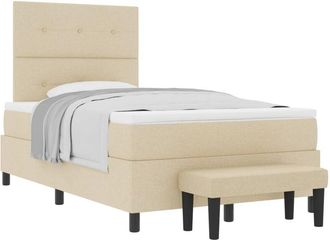 vidaXL Box Spring Bed with Mattress Cream 120 x 190 cm Fabric vidaXL