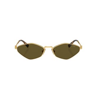 Miu Miu Sunglasses, female, Yellow, Size: 56 MM Metallic Sunglasses for Women
