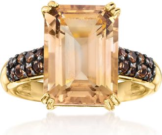 Ross-Simons Smoky Quartz Ring in 18kt Gold Over Sterling