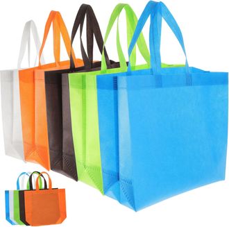 Cabilock 25pcs Reusable Canvas Tote Bags Large Capacity Foldable Handheld Shopping Grocery Bags for Home Storage and Daily Use Random Color